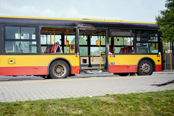 istock View of devastated city bus after road accident. 1156971964