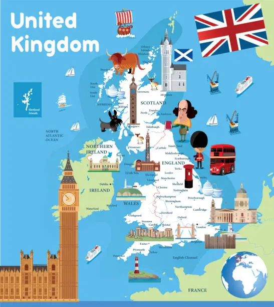 Vector illustration of Cartoon Map United Kingdom
