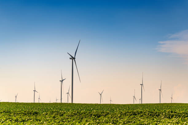 istock Wind power turbines and generators in the field 1156976818