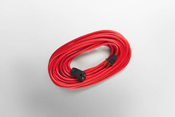 istock Red power cord on a white background 1156979227