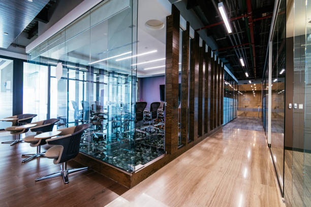 istock Modern coworking office with board room and corridors 1156988418