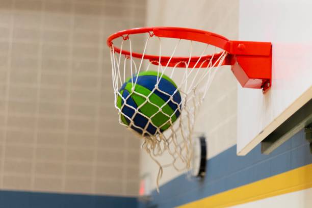 istock Basketball net with ball 1156989759