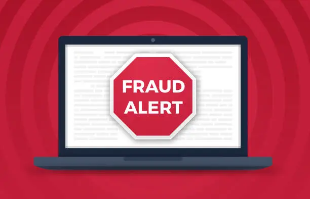 Vector illustration of Fraud Alert Computer Crime