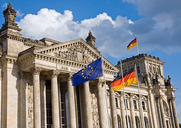istock Reichstag with German and European flag 115699160