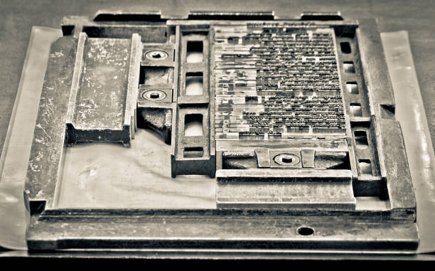 old metal printing press for book printing