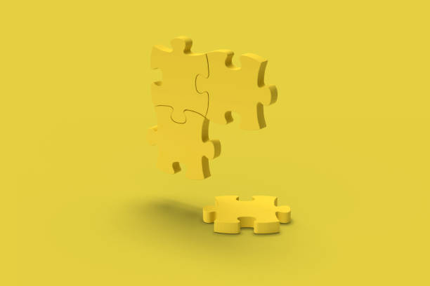 istock Yellow puzzle on a yellow background. Abstract image. Concept problem business. 3D render. 1157003089