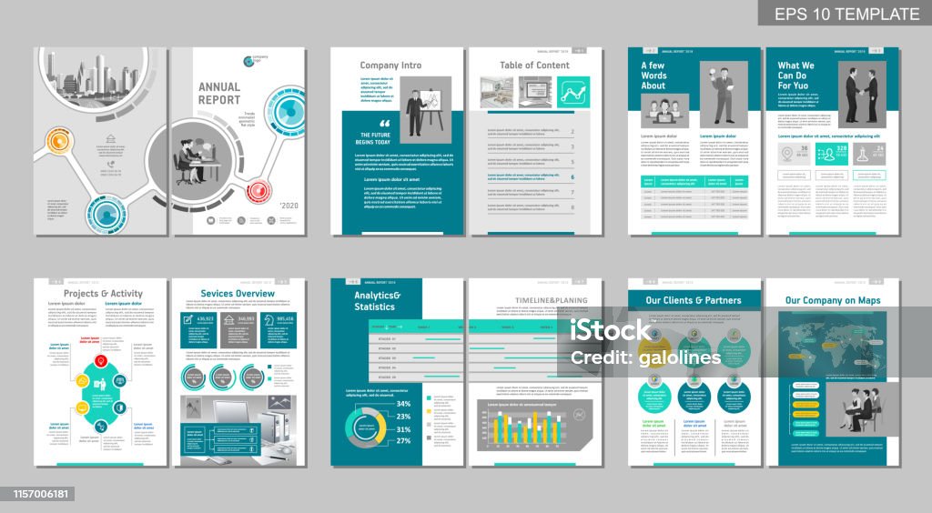 Brochure creative design. Multipurpose template, include cover, back and inside pages. Trendy minimalist flat geometric design. Vertical a4 format. Plan - Document stock vector