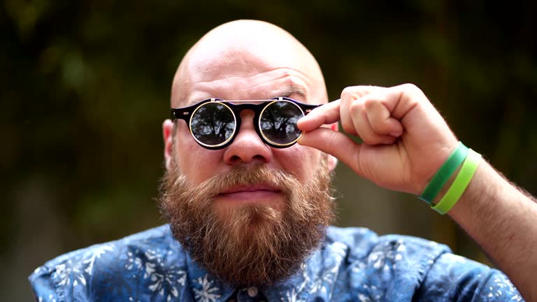 Bearded hipster with a cool sunglasses