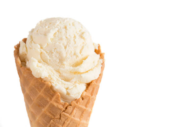 istock Vanilla Ice Cream in a Waffle Cone on a White Background 1157008821
