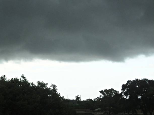stürmischer und windiger florida-tag mit schwarzen wolken, die hereinrollen - sky dramatic sky cloudscape passion stock-fotos und bilder