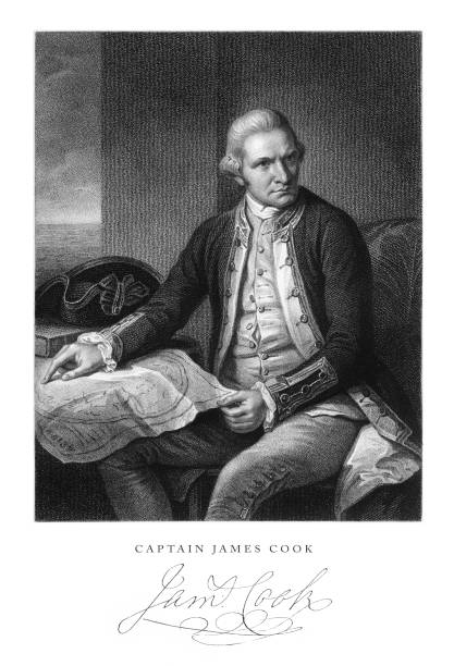 kapitan james cook, angielski rycerowanie wiktoriańskie, 1840 - james cook stock illustrations