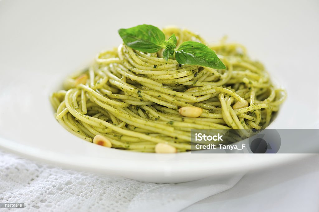 Pâtes au Pesto alla Genovese - Photo de Pistou libre de droits