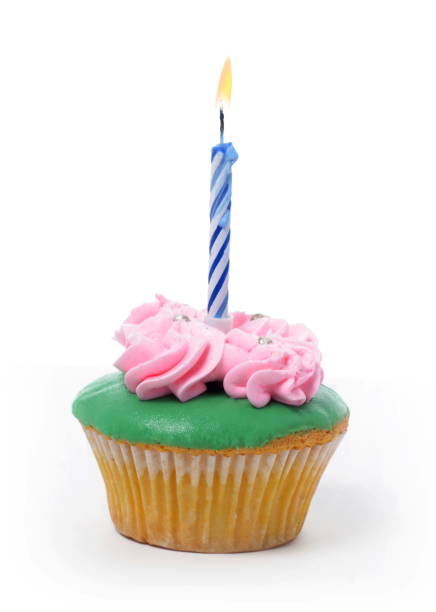 istock 1 small Cup Cake on white background for your birthday greeting element design 1157019683