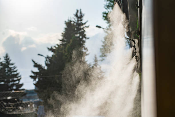 istock water spray system for cooling in a public cafe at the boiling hot summer days 1157021801