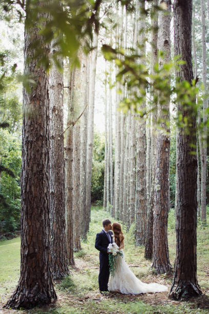 istock Wedding Couple In Forest Kissing 1157022070