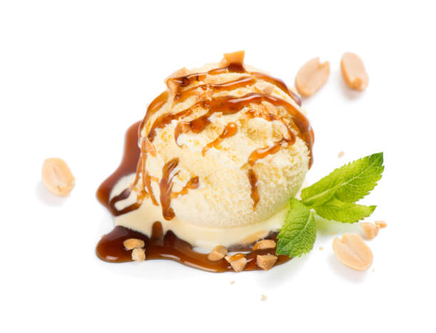 istock Boll of vanilla ice cream with peanut 1157029364