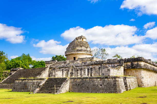 El Caracol Observatory Temple also called The Snail at Chichen Itza, Mexico on a sunny day.
