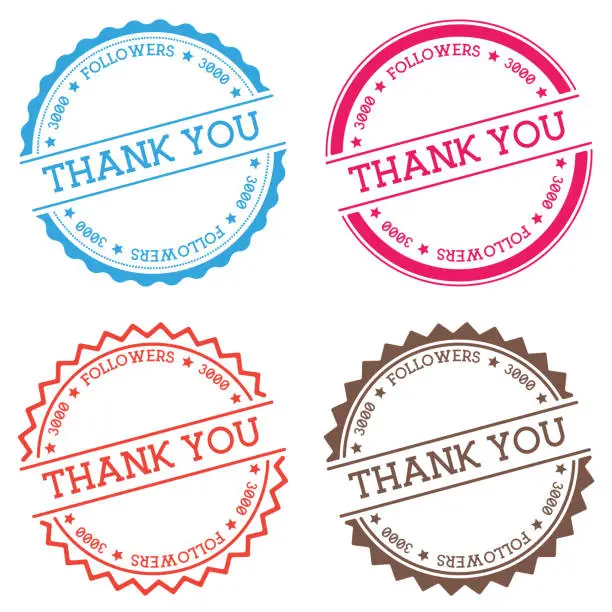 Vector illustration of Thank you 3000 followers badge isolated on white background.