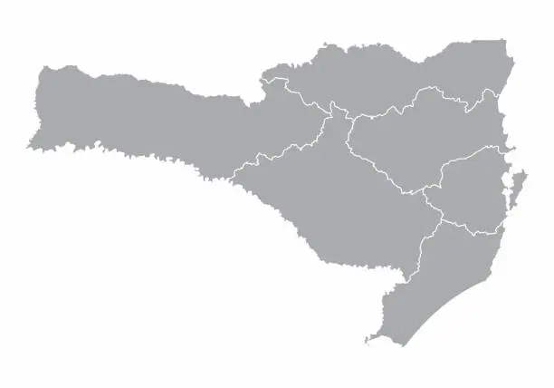 Vector illustration of Santa Catarina State regions map