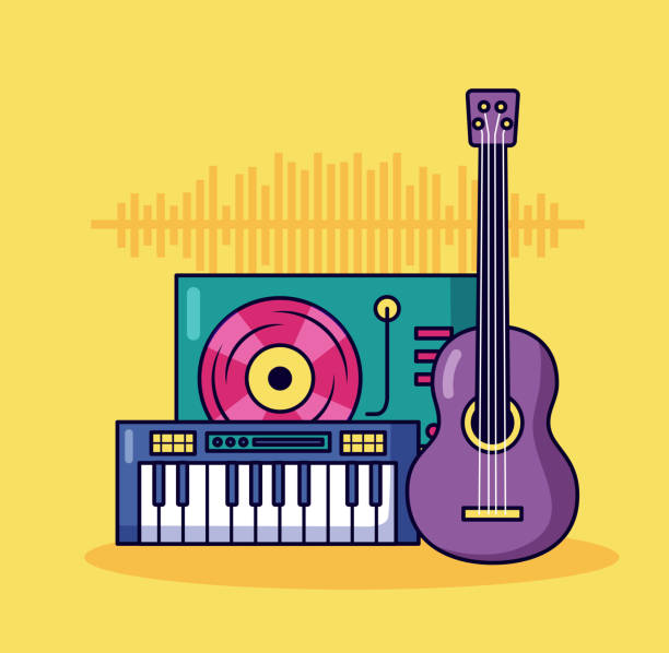 istock synthesizer guitar and turntable music colorful background 1157043143