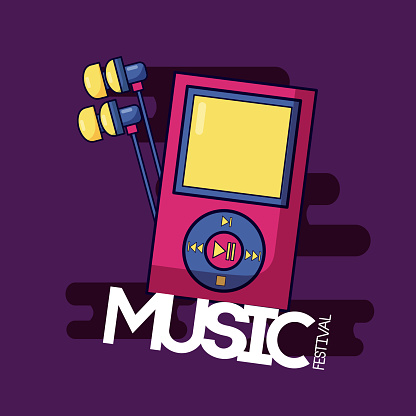 mp3 earphones music festival background vector illustration