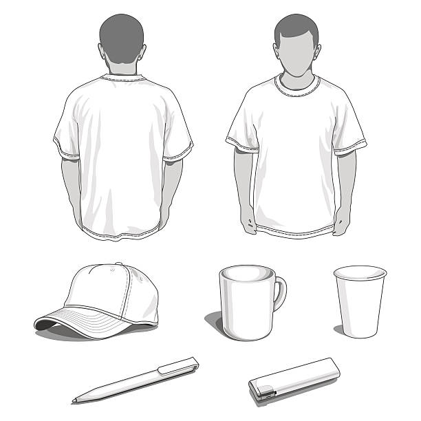 шаблоны корпоративного стиля - t shirt shirt cap clothing stock illustrations