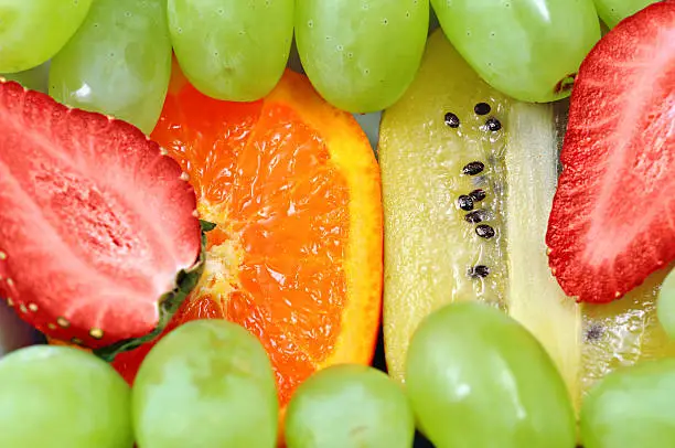 Photo of Fresh fruit mix background