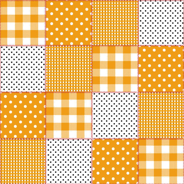 illustrazioni stock, clip art, cartoni animati e icone di tendenza di patchwork di differenza modello pois, controllo gingham, controllo finestra, con motivo rosso stich senza cuciture in vettore, design per la moda, tessuto, web, carta da parati, imballaggio e tutte le stampe - 2232