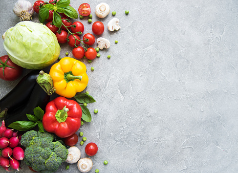 Set of vegetables on a concrete background