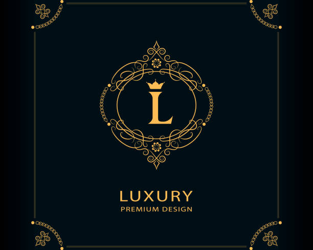 Vector illustration of Linear Monogram. Capital Letter L. Elegant Modern Logo. Calligraphic Design. Luxury Emblem. Vintage Ornament. Graphics Style. Flourishes Creative Boutique Brand.