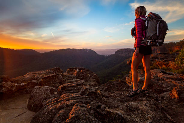 istock Bushwalker on a hike in upper Blue Mountains to peak lookout 1157066884