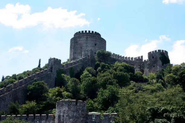 The Rumeli Fortress close to the Istanbul Bridge I (istanbul köprüsü -15 Temmuz Sehitler Koprusu-). It is the oldest fortress in istanbul.