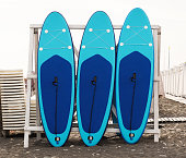 Stand-up paddleboard for SUP surfing in surf station