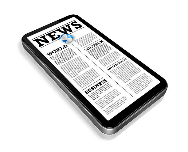 istock News on a mobile phone. isolated with clipping path 115708484