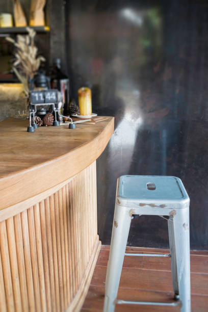 istock Wooden counter bar in cafe atmosphere 1157085185