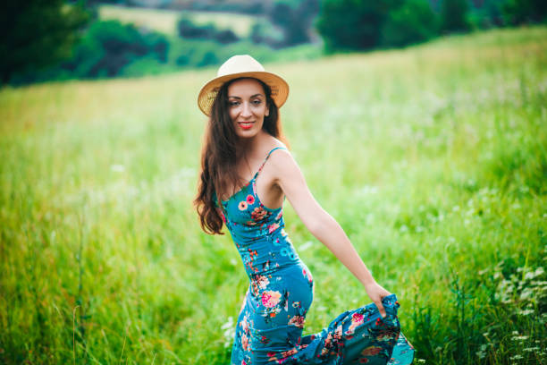 Woman, Summer,Dress, Meadow, Hat
