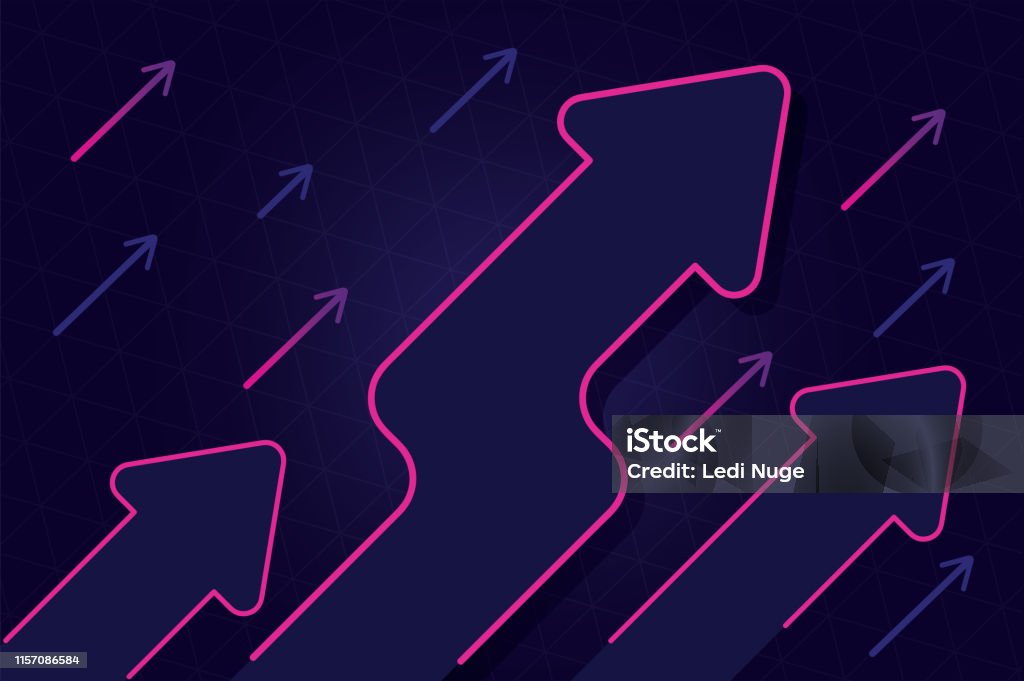 abstract growth arrow with blue and pink color  design vector background - Royalty-free Sinal de Seta arte vetorial