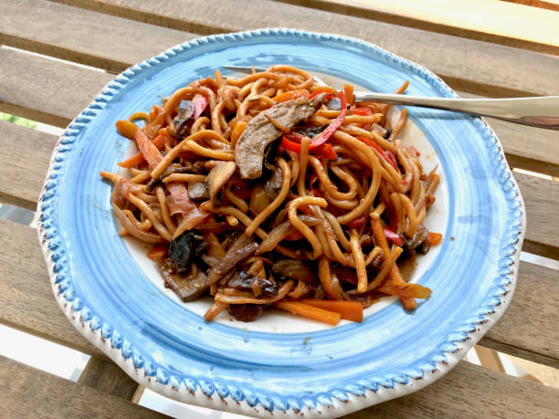 istock Beef Noodle with Vegetables in Plate. 1157087219