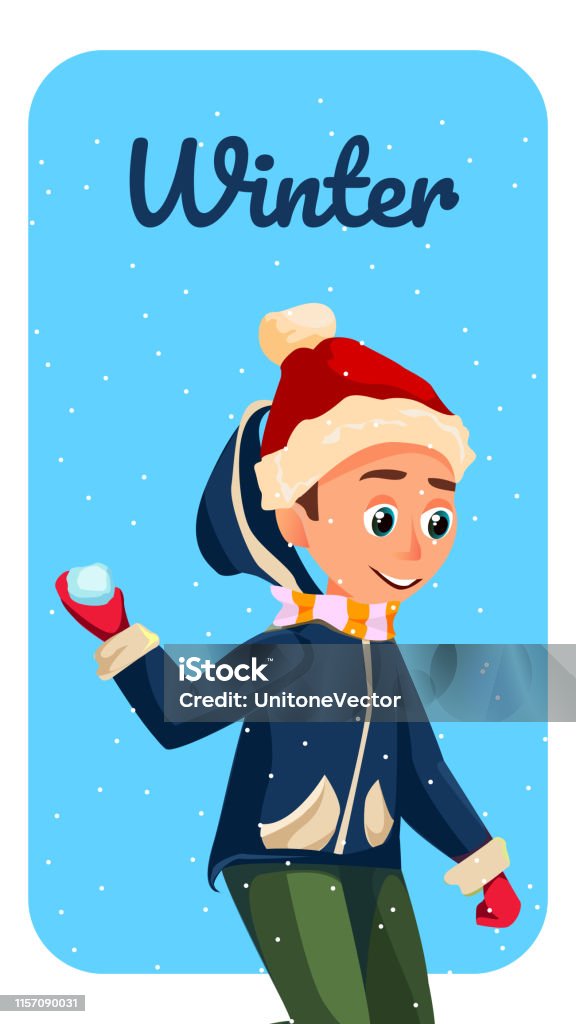Winter Season Banner Cartoon Boy Throw Snowball Stock Illustration -  Download Image Now - Activity, Apartment, Blanket - iStock