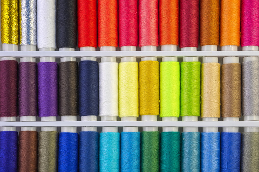 Full frame, colour sewing threads for background use