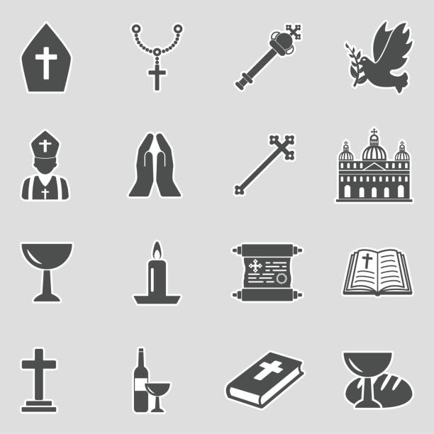 illustrations, cliparts, dessins animés et icônes de icônes du vatican. conception d'autocollants. illustration de vecteur. - corolle