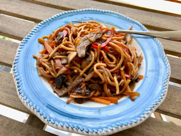 istock Beef Noodle with Vegetables in Plate. 1157091572