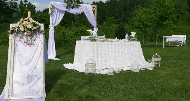 istock White wedding on a beautiful spring day in nature 1157095941