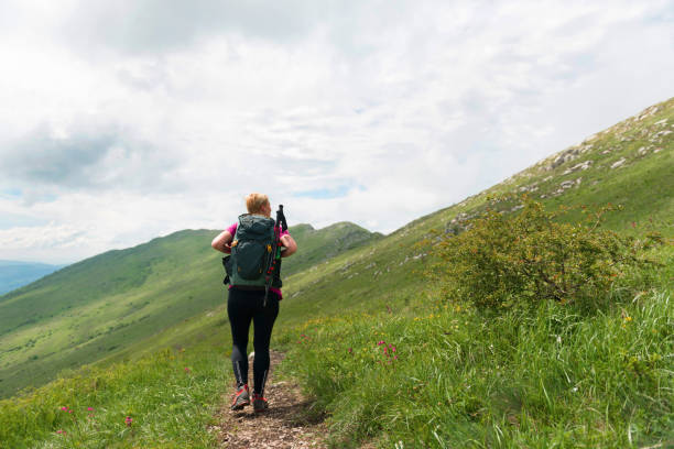 istock Female hiker preparing to hike the mountain 1157097442