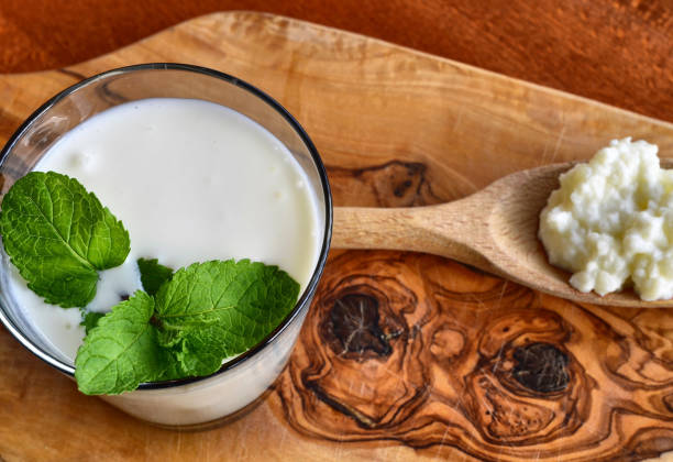 istock Kefir enriched with some mint leaves 1157101863