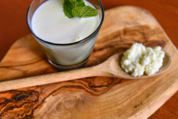 istock Kefir enriched with some mint leaves 1157101878