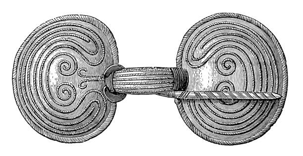 fibula (brosche) in schweden gefunden - brooch old fashioned jewelry rococo style stock-grafiken, -clipart, -cartoons und -symbole