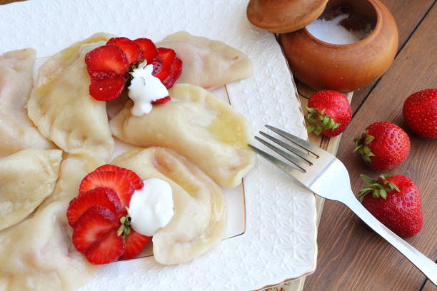 istock Still-life with dumplings with strawberry 1157104806
