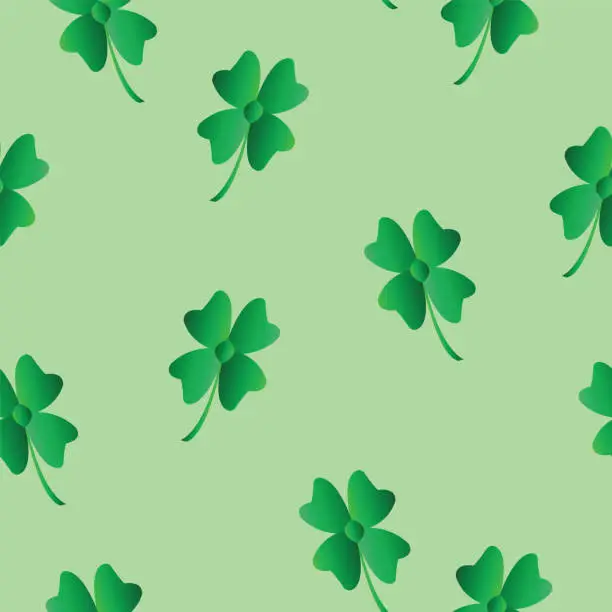 Vector illustration of seamless pattern with green clover - saint Patricks day theme - green background