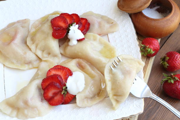 istock Still-life with dumplings with strawberry 1157105111